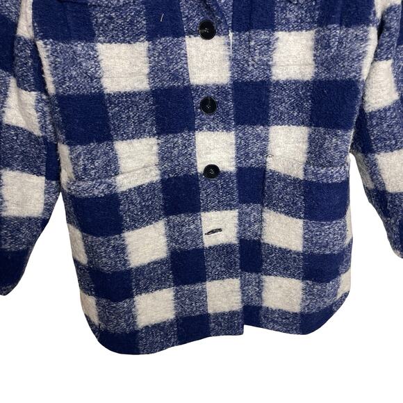 Sezane Joe Coat Blue White Check wool blend Coat Sz 36 US 4 - Picture 6 of 10